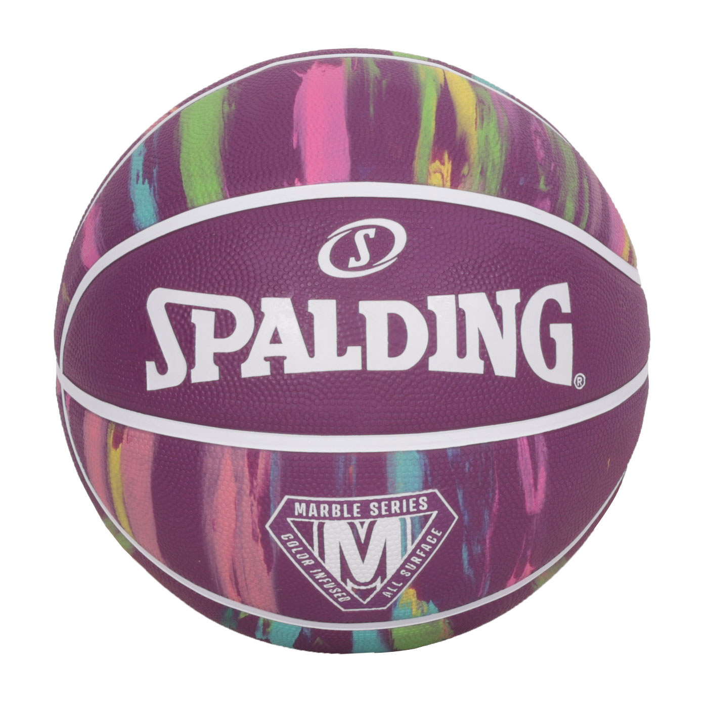 SPALDING 大理石系列紫彩#7橡膠籃球#40654  SPA84403