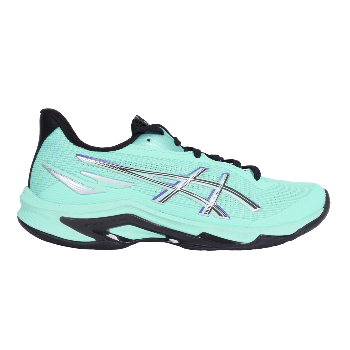 ASICS 女款SHINE PACK 排球鞋  @NETBURNER BALLISTIC FF 4@ 1052A094-400 - 湖綠黑銀紫