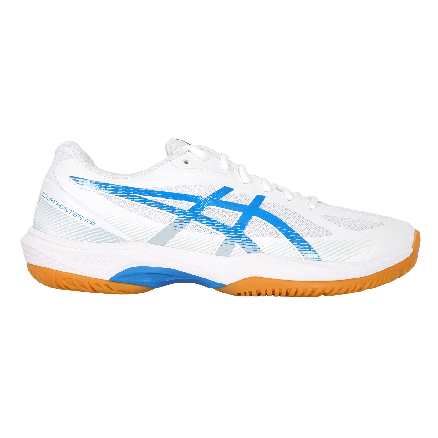 ASICS 男款羽球鞋  @COURT HUNTER FF@ 1071A111-102 - 白藍灰