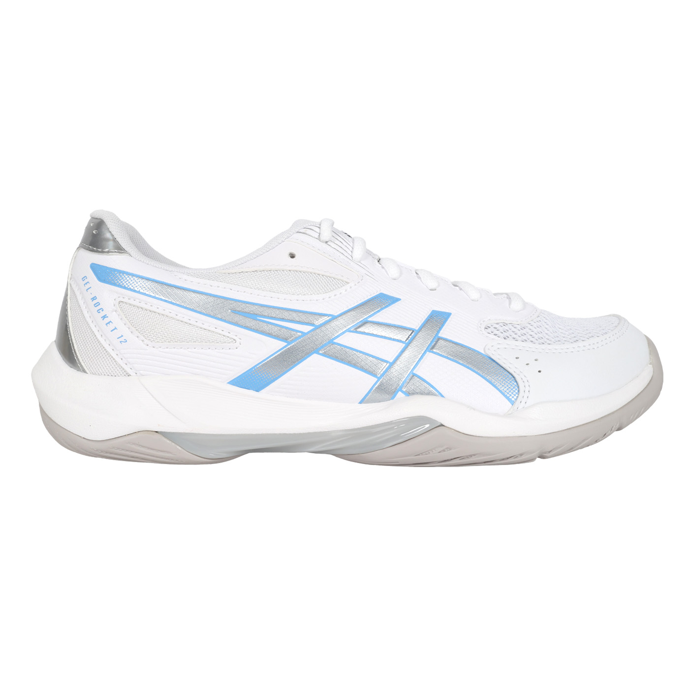 ASICS 男款排球鞋  @GEL-ROCKET 12@ 1071A116-104 - 黑銀卡羅藍