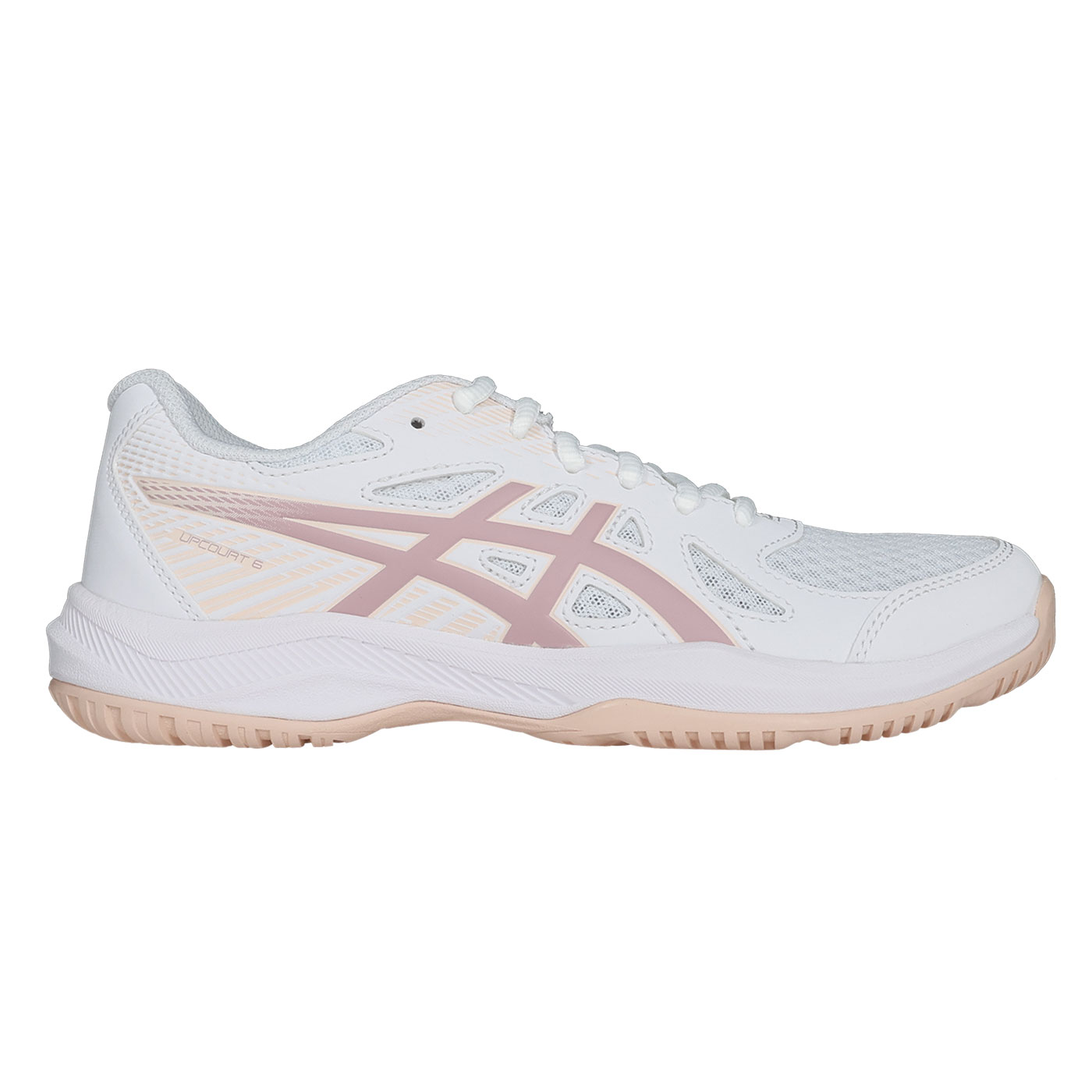 ASICS 女款排球鞋  @UPCOURT 6@ 1072A107-104 - 白粉橘