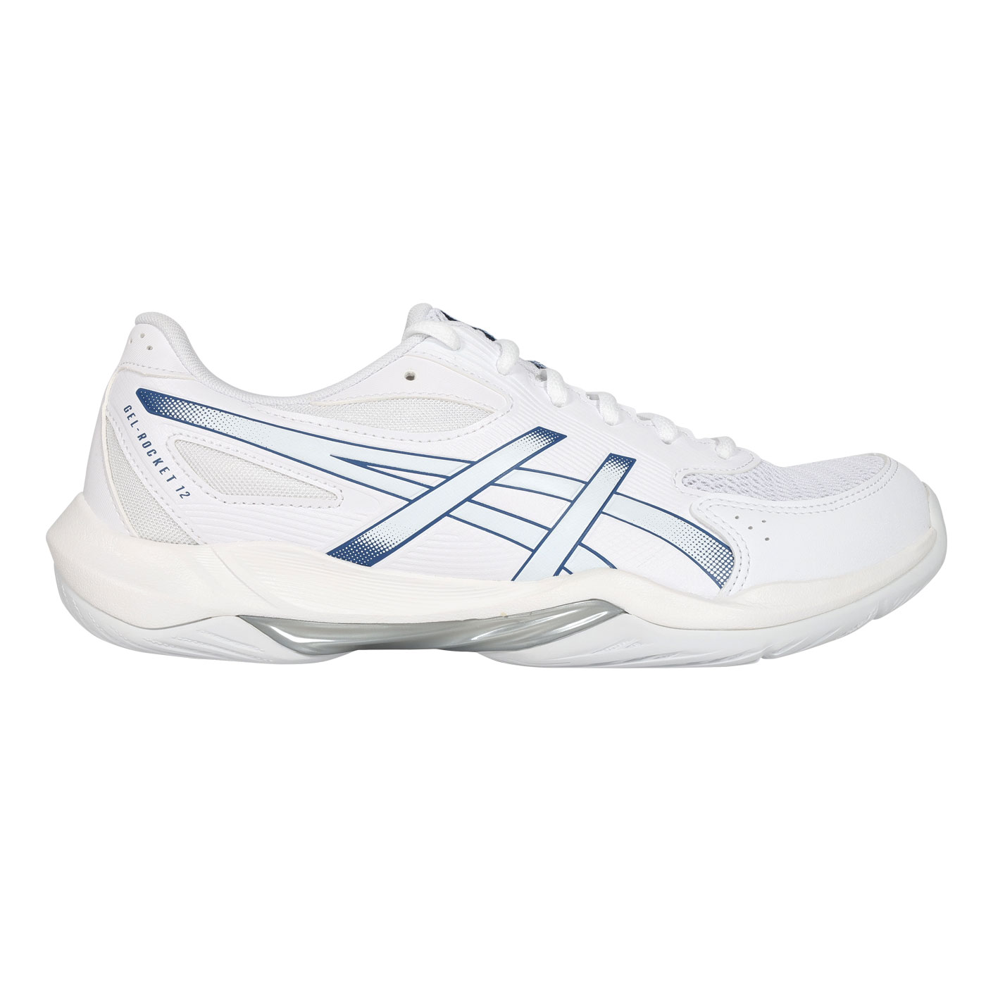 ASICS 男款排球鞋-2E  @GEL-ROCKET 12@ 1073A087-100 - 白墨藍