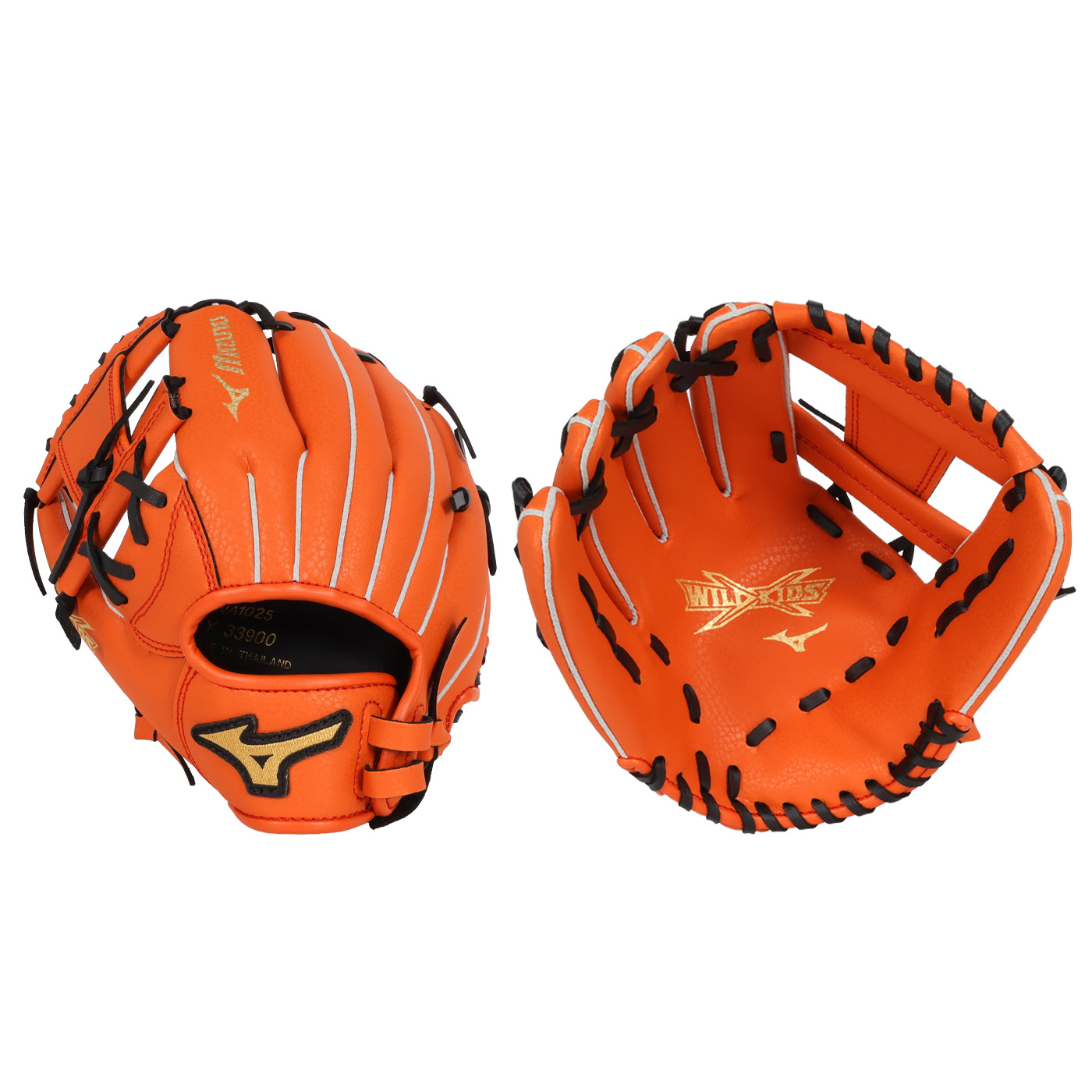 MIZUNO 少年用手套(左投)  1AJGY33900-5109H - 橘金黑