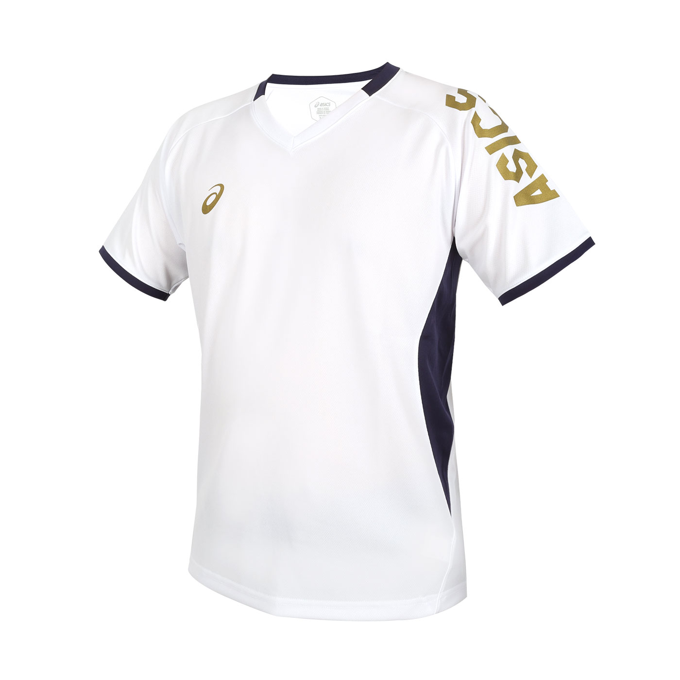ASICS 排球短袖T恤  2053A196-100 - 白黑金