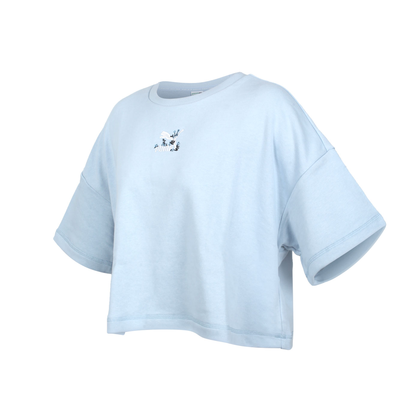 PUMA 女款流行系列Floral短袖T恤 53313161 - 馬卡龍藍白