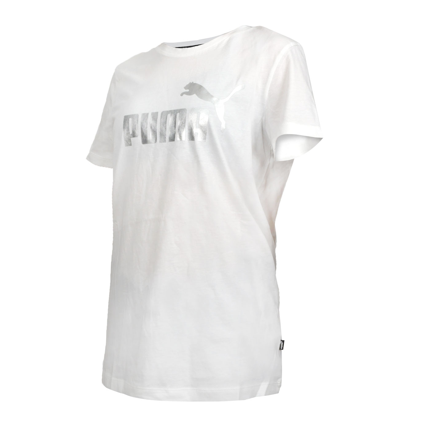 PUMA 女款基本系列ESS+ Metallic短袖T恤  84830302 - 白銀