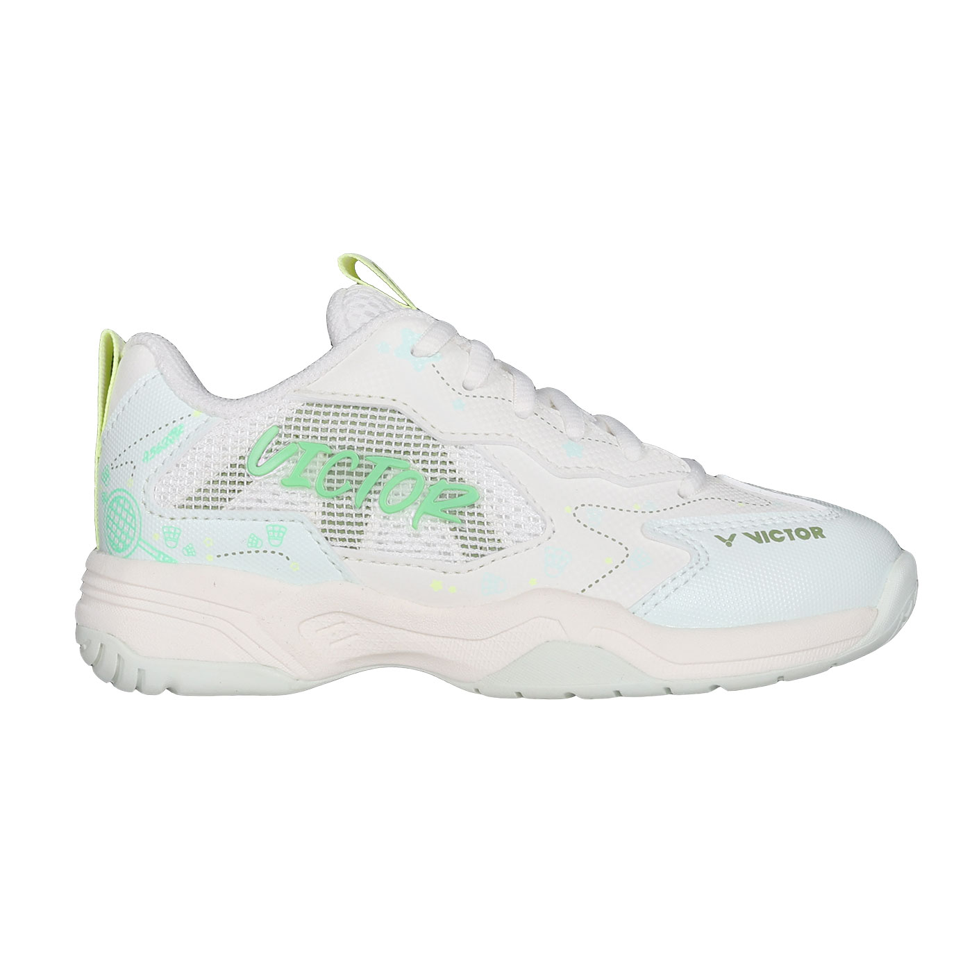 VICTOR 大童羽球鞋  A362JR-LR - 白淺綠亮黃
