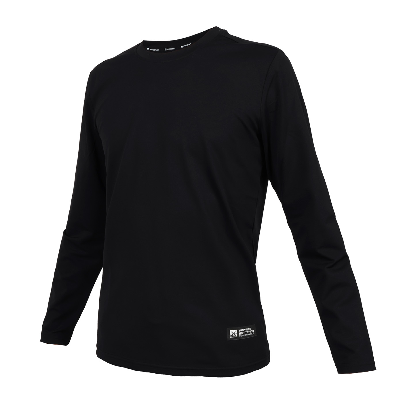 FIRESTAR 男款彈性素色長袖圓領T恤  A5903-10 - 黑