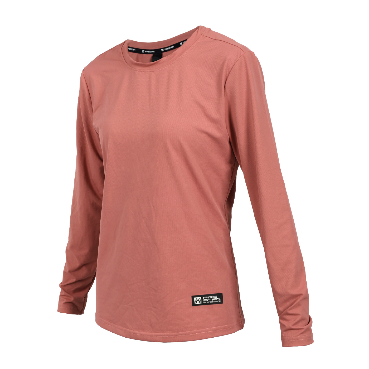 FIRESTAR 女款彈性素色長袖圓領T恤  AL507-43 - 珊瑚粉