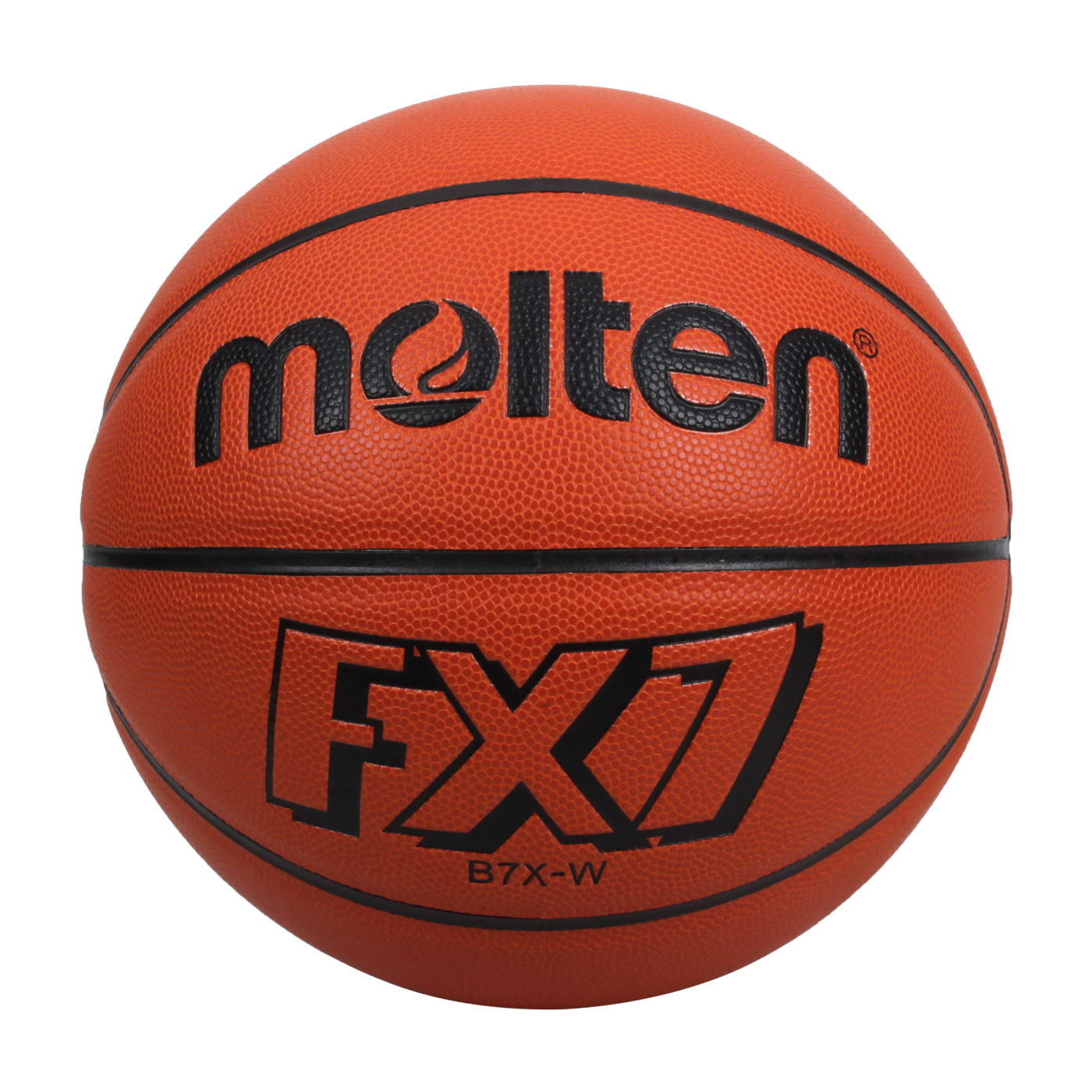 Molten 8片貼合成皮籃球(平溝) B7X-W - 橘黑