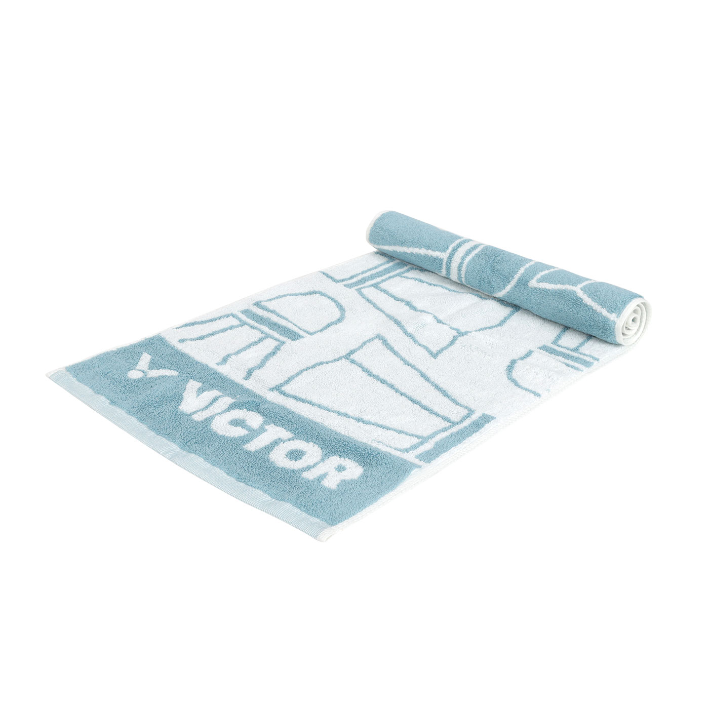 VICTOR 運動毛巾  C-4188F - 湖水藍白