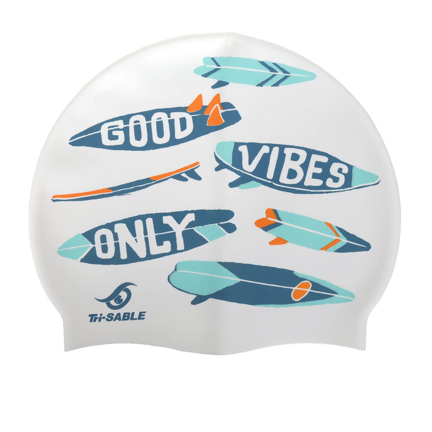 SABLE 兒童矽膠泳帽-衝浪板  C93 - 白綠橘