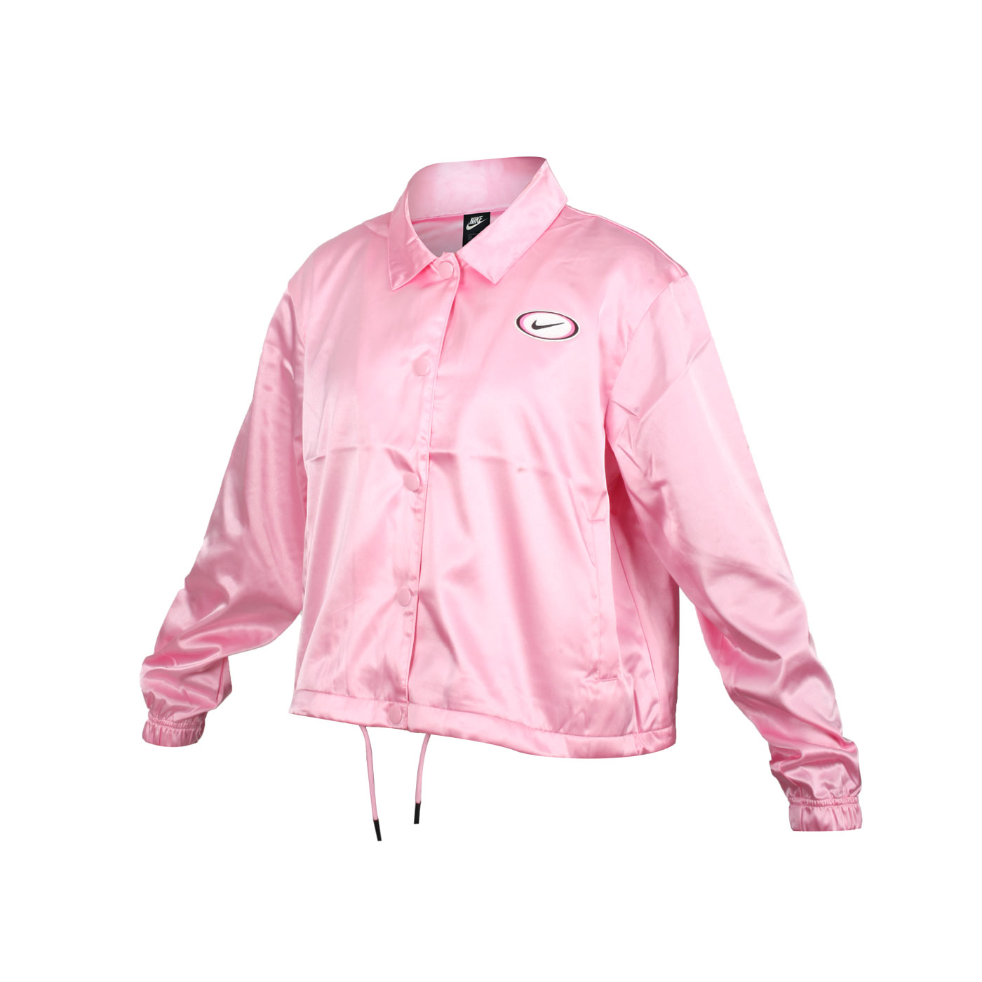 NIKE 女款緞面運動外套 CU5352-654 - 亮粉紅白黑