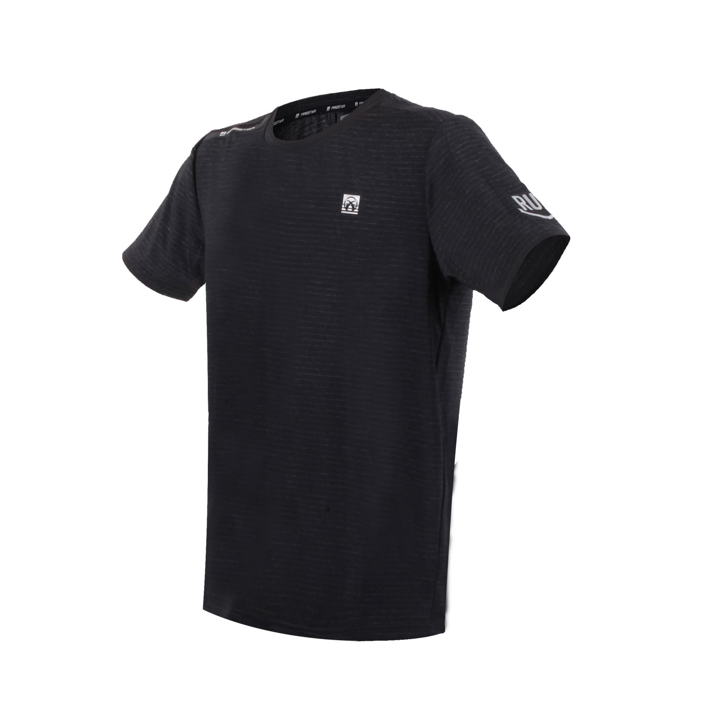 FIRESTAR 男款彈性圓領短袖T恤  D3230-18 - 深麻灰條紋