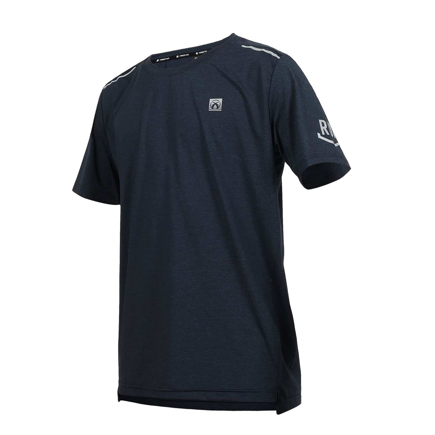 FIRESTAR 男彈性印花短袖T恤  D4631-98 - 黑藍銀