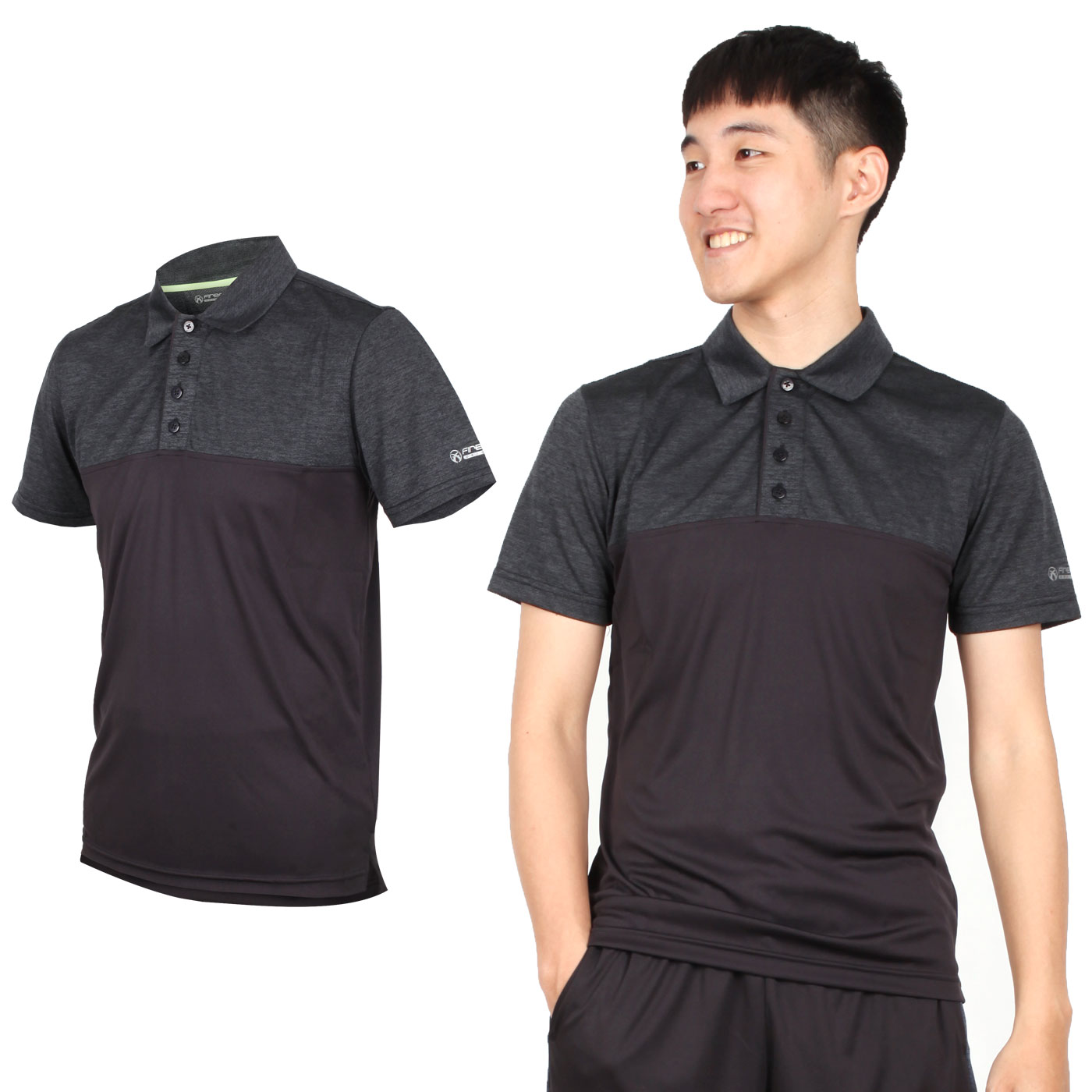 FIRESTAR 男款高爾夫系列短袖POLO衫 D8051-19 - 麻花深灰黑