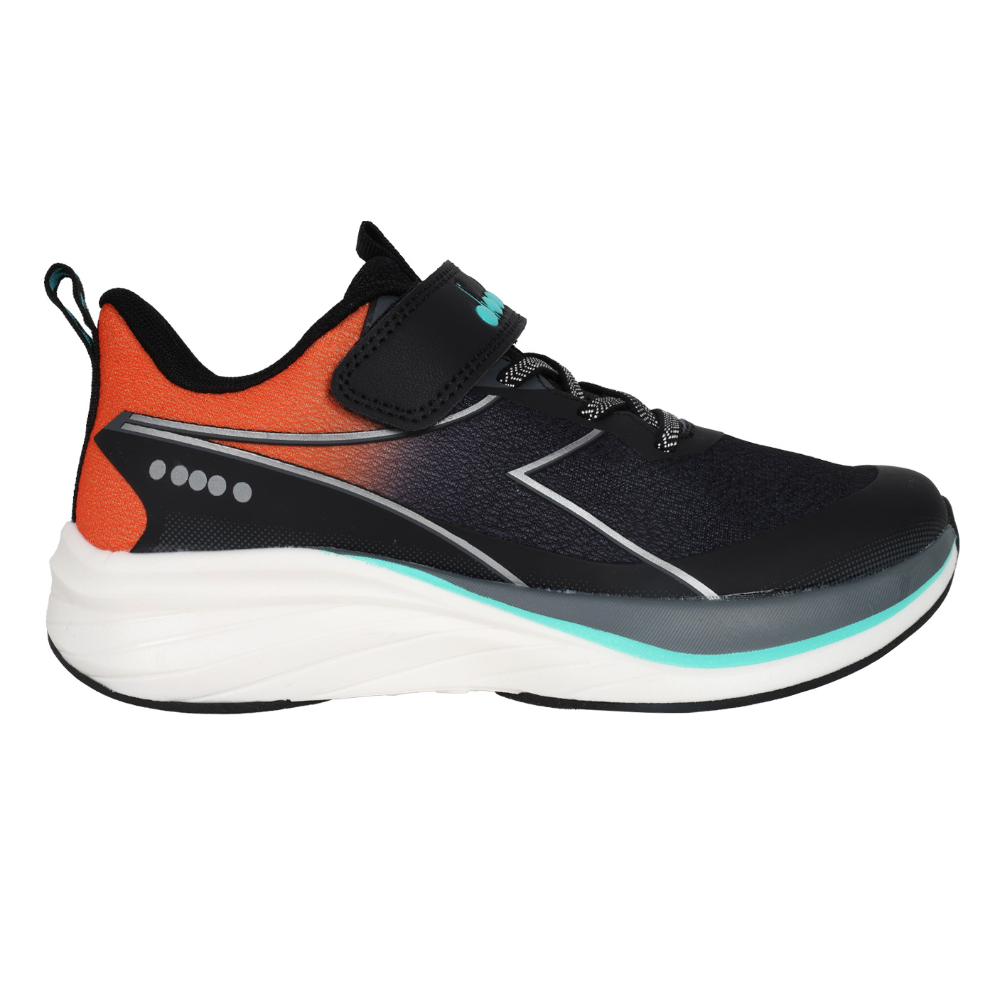 DIADORA 大童回力避震跑鞋-超寬楦  DA1611010 - 黑橘湖綠銀