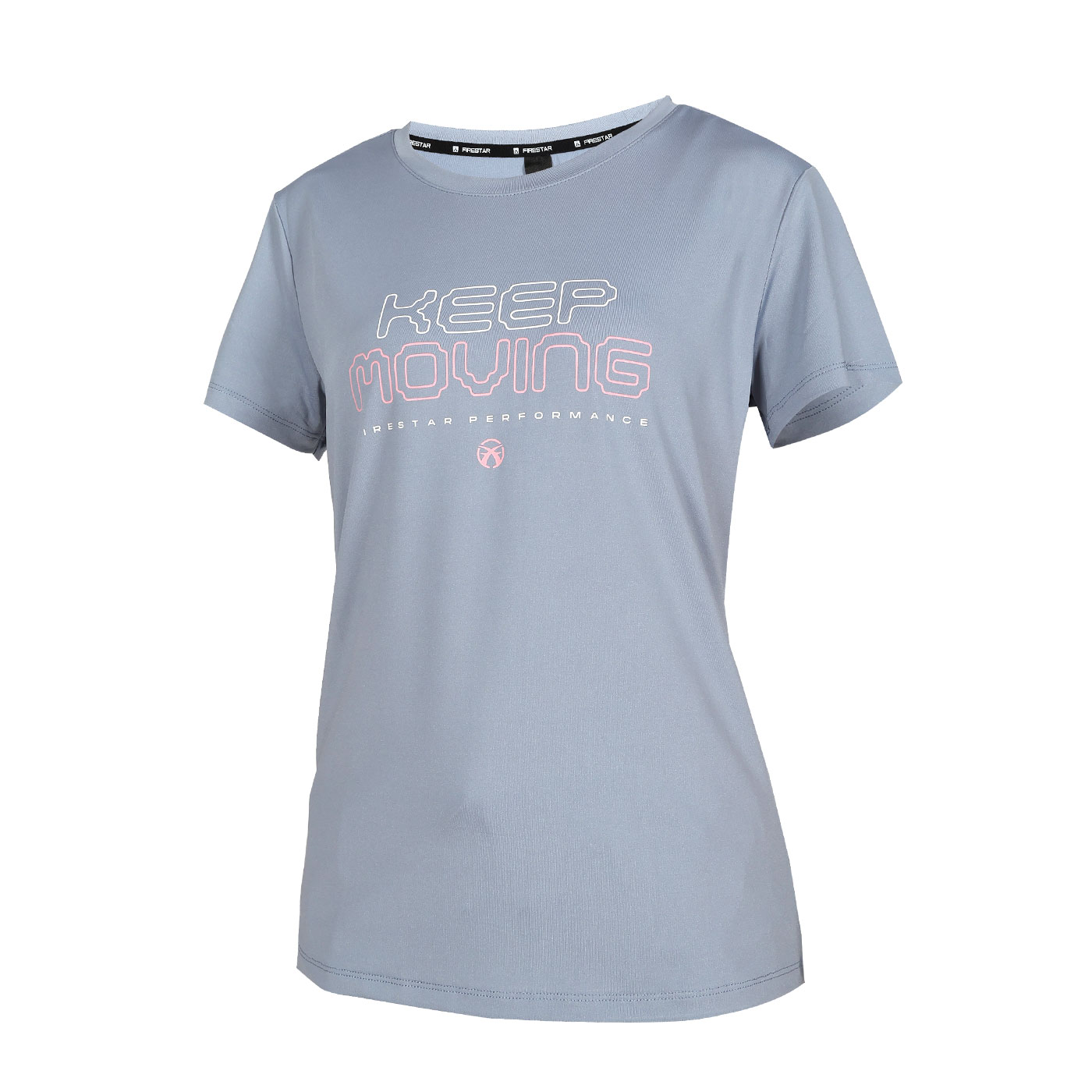 FIRESTAR 女彈性印花短袖T恤  DL462-13 - 靛灰粉白
