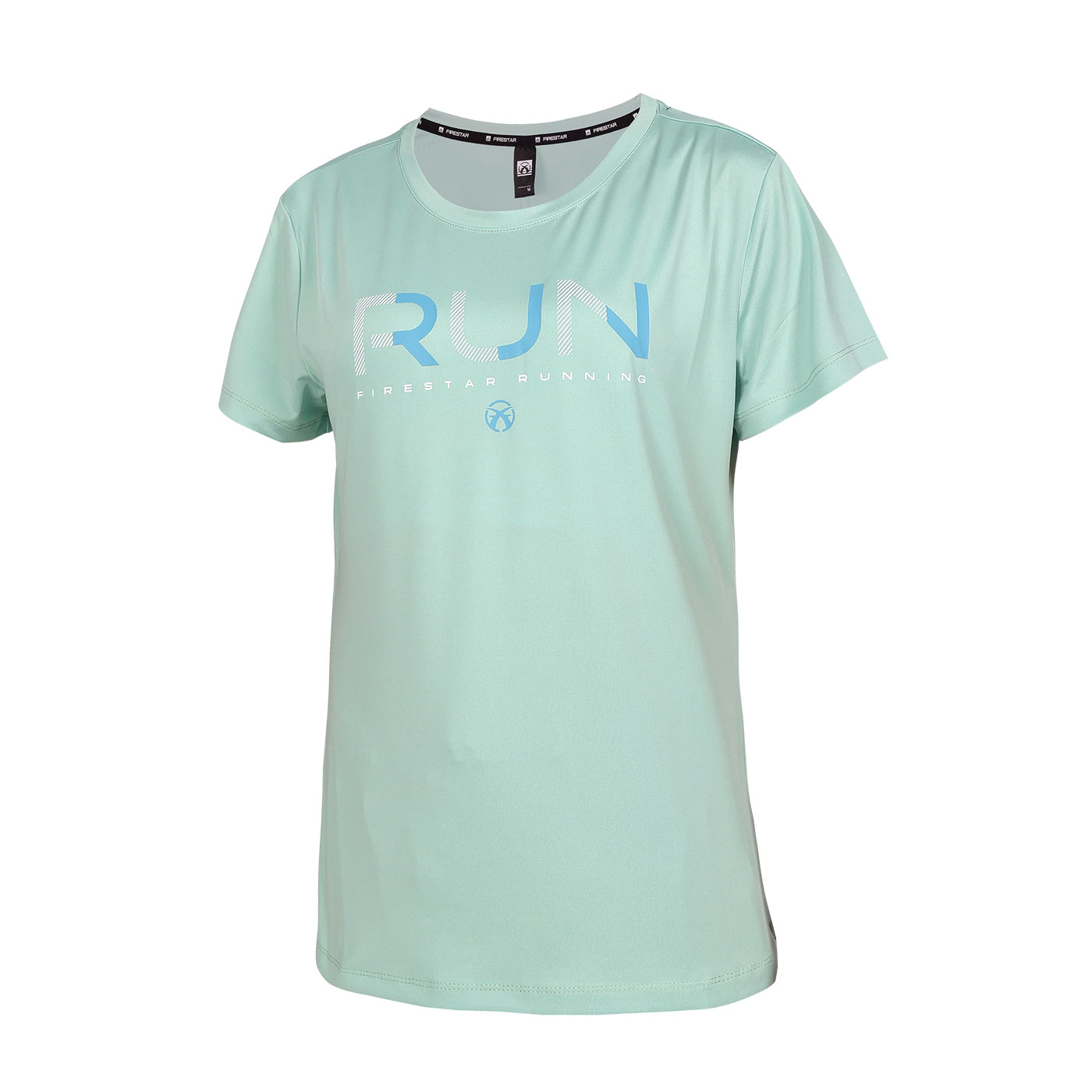 FIRESTAR 女款彈性印花短袖T恤   DL463-66 - 果綠湖藍白