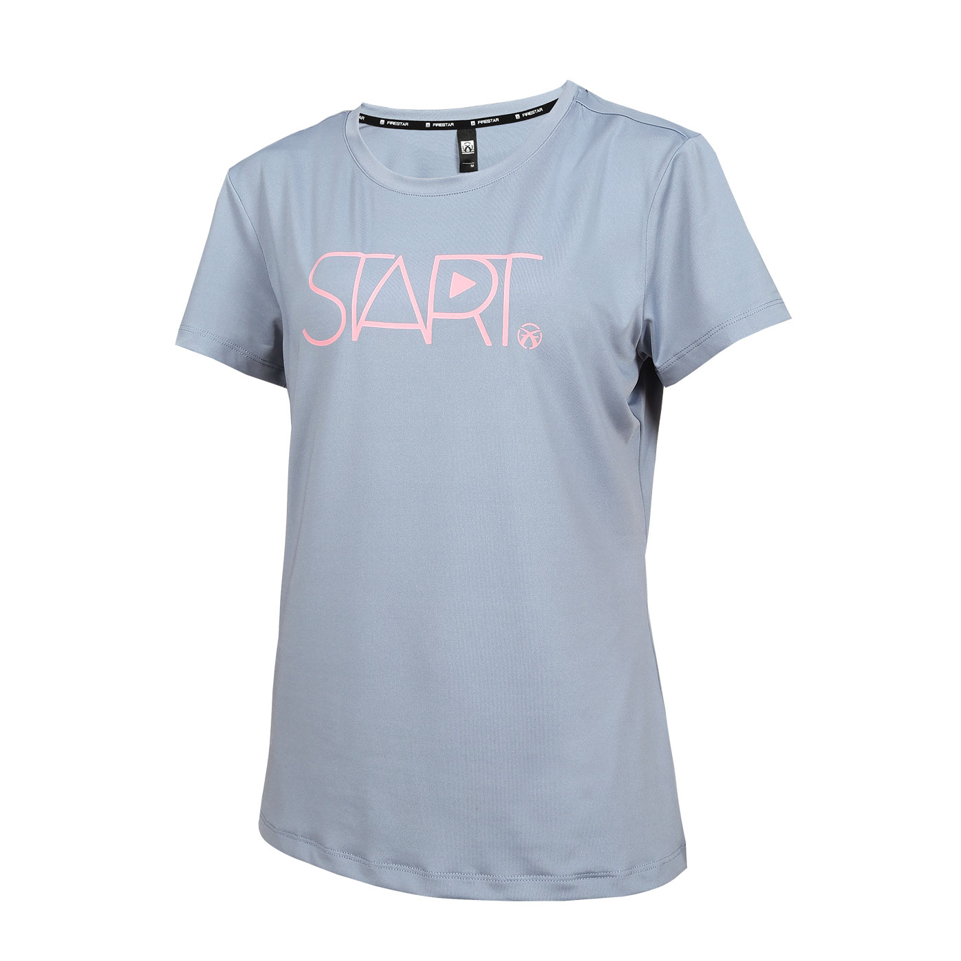 FIRESTAR 女彈性印花短袖T恤  DL465-13 - 靛灰粉