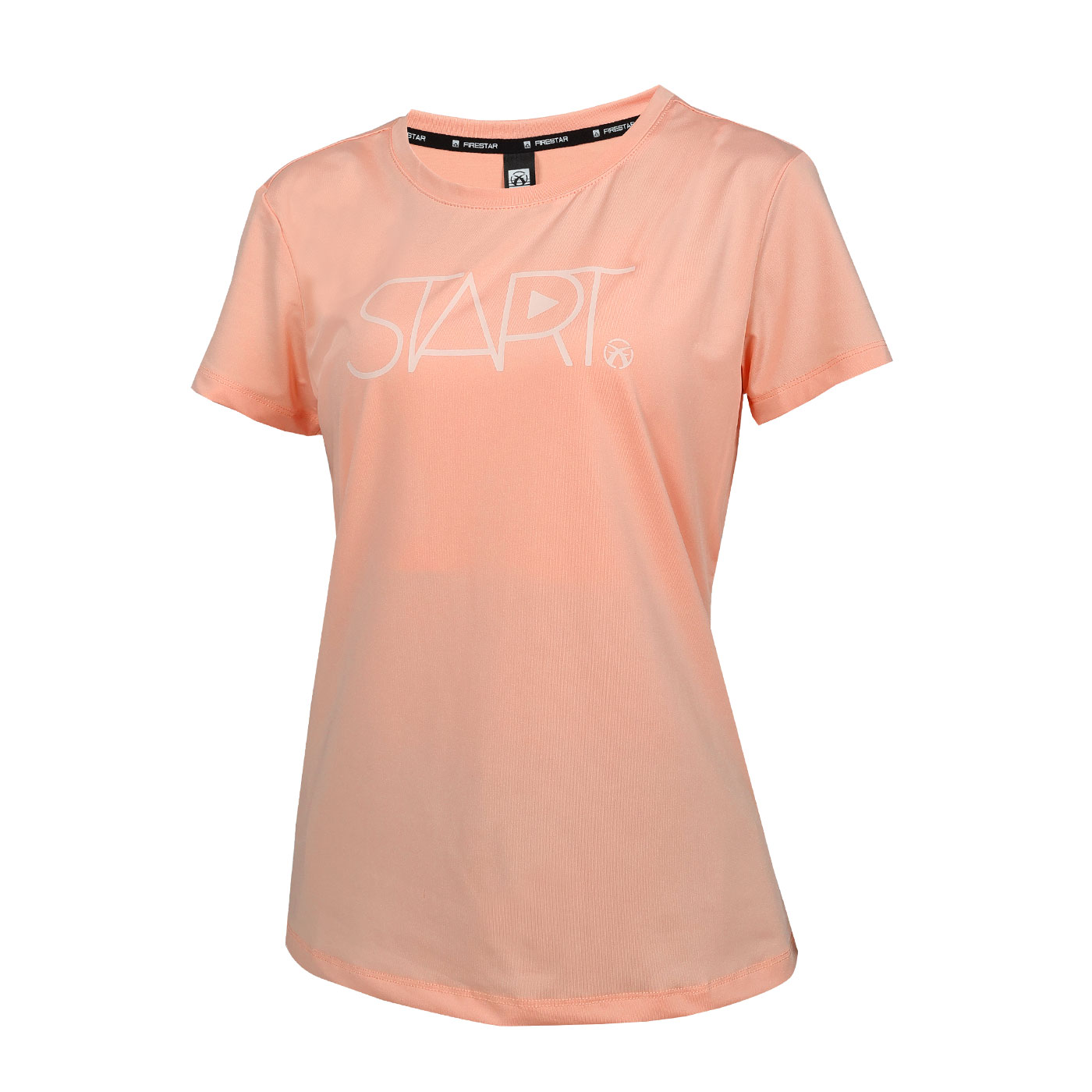 FIRESTAR 女彈性印花短袖T恤  DL465-43 - 淺橘白