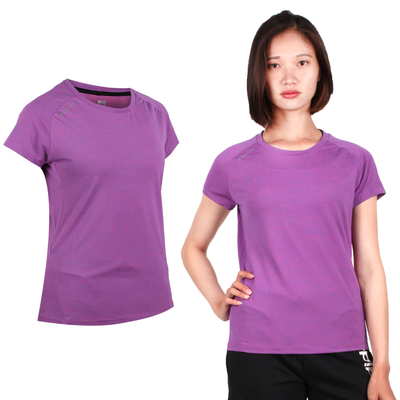 FIRESTAR 女款彈性短袖圓領T恤 DL963-18 - 紫粉