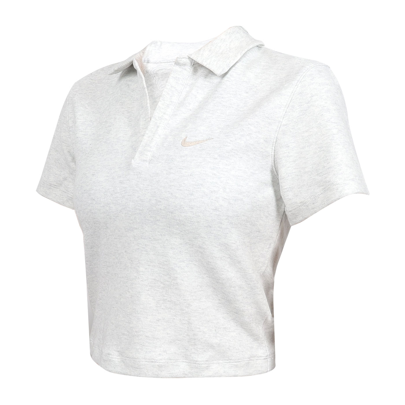 NIKE 女款短版短袖POLO衫  DV7885-051 - 淺麻灰白
