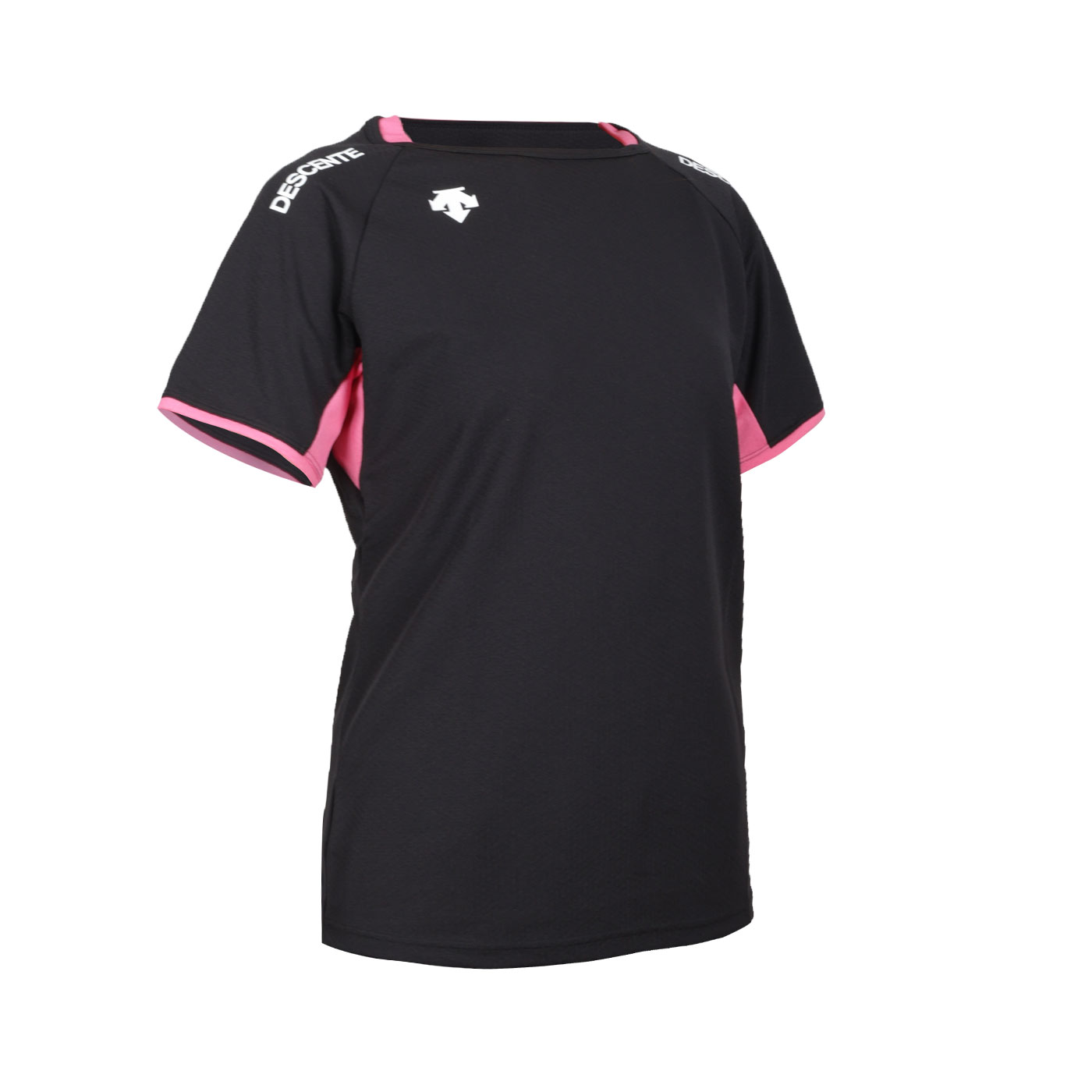 DESCENTE 女款排球短袖T恤  DVB-5223WBT-BPK - 黑白粉紅