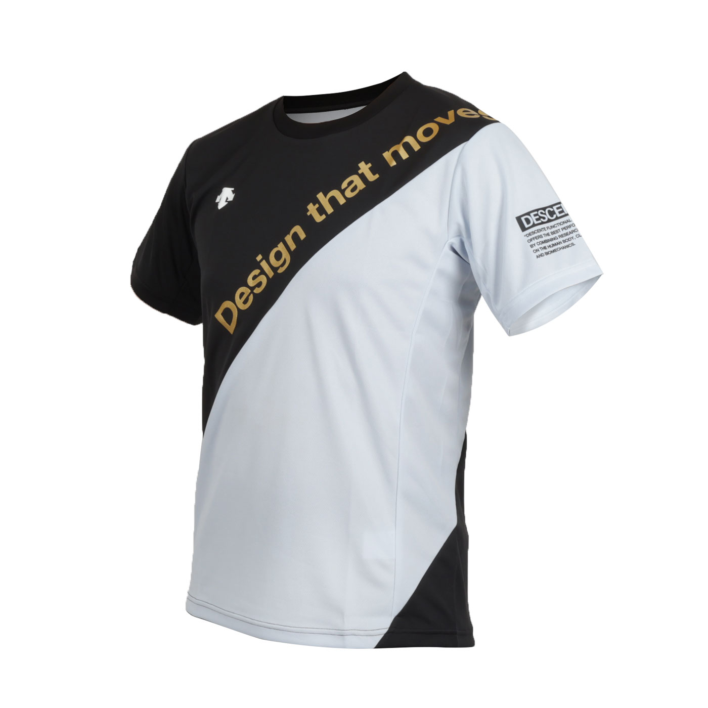 DESCENTE 男款排球短袖T恤  DVUVJA53T-BK - 黑淺水藍金