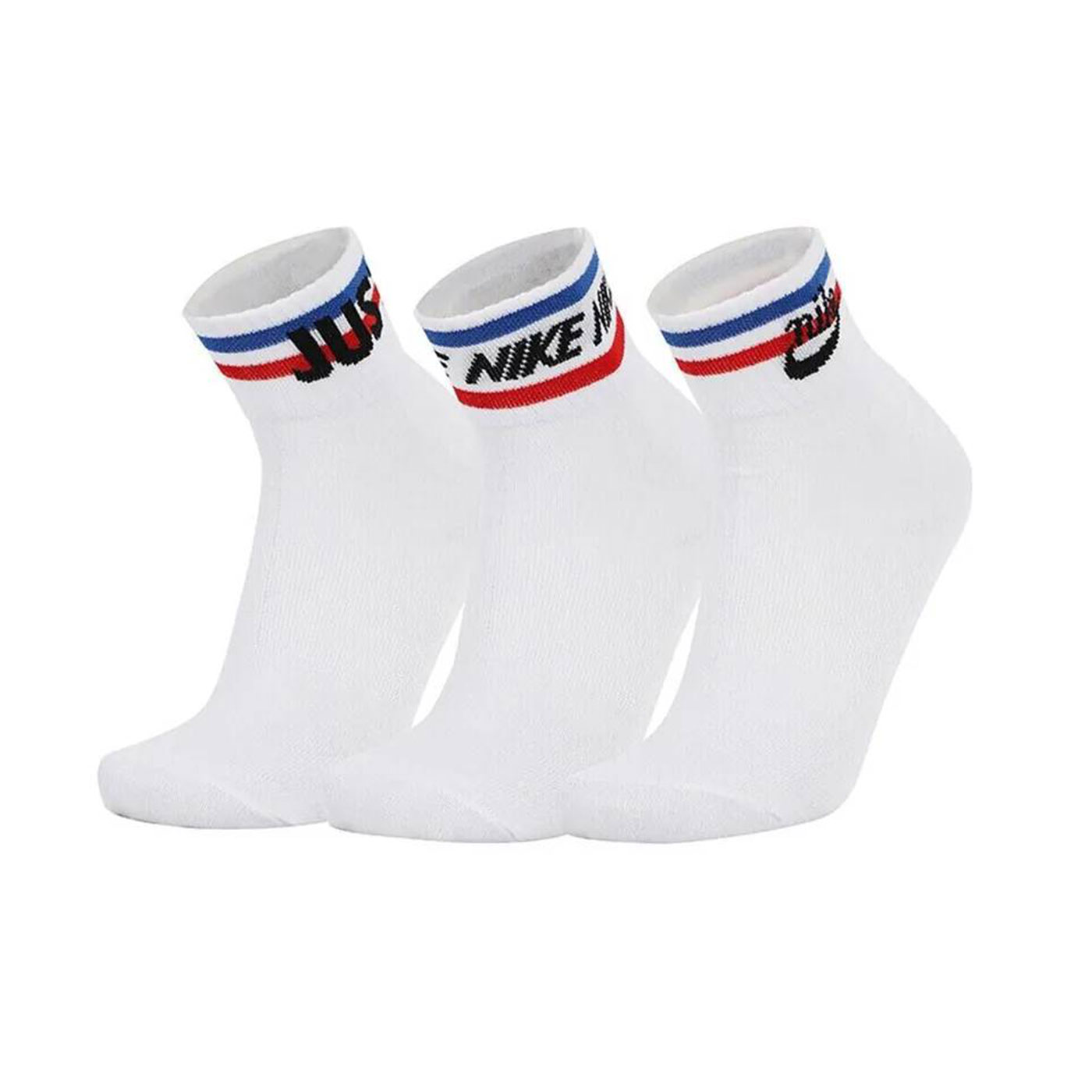 NIKE 運動短襪(三雙入)  DX5080-100 - 白黑藍紅
