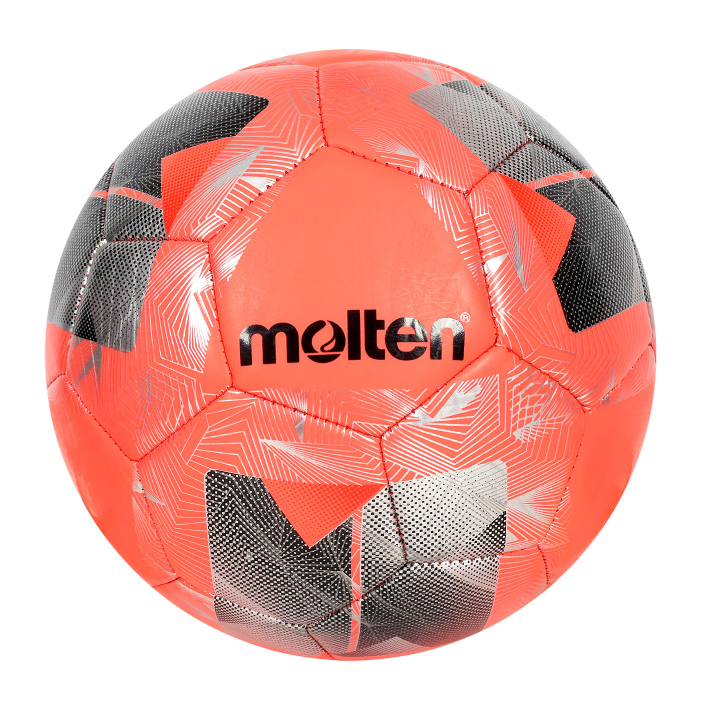 Molten #5合成皮足球  F5N2000-RW - 螢光紅銀黑