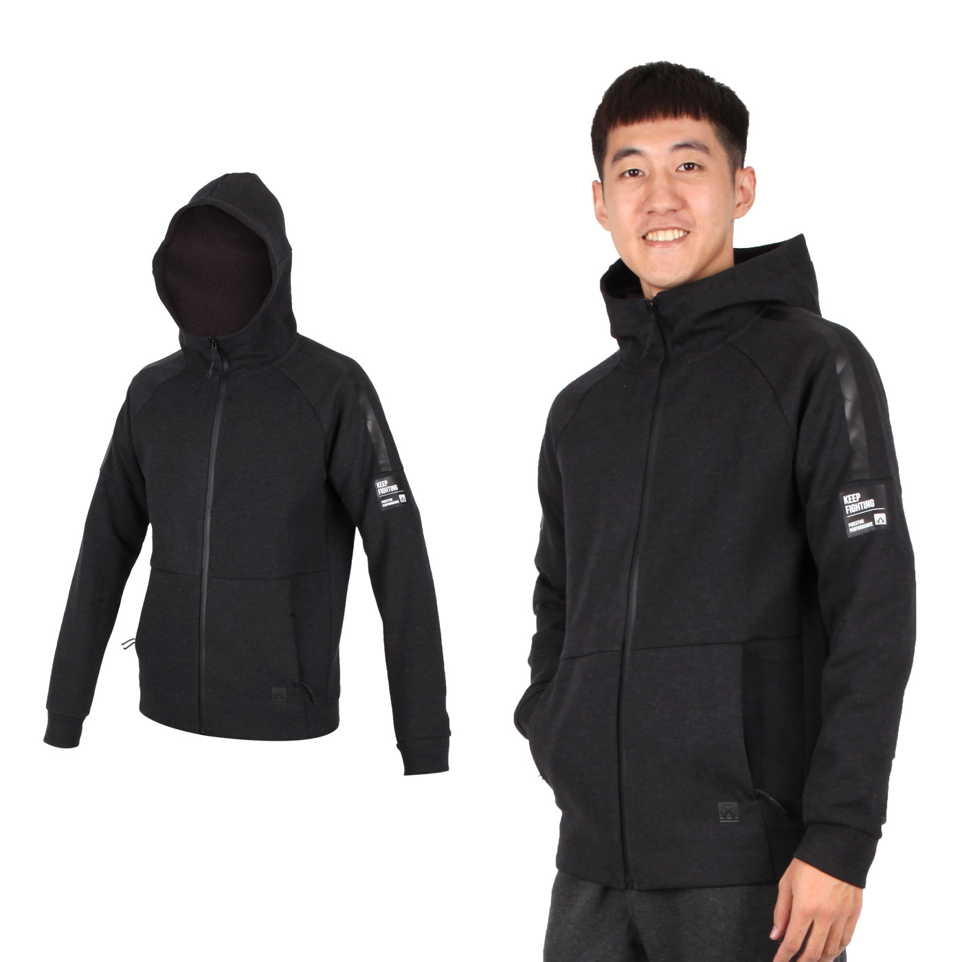 FIRESTAR 男款棉質立領連帽外套 G9316-10 - 黑麻灰