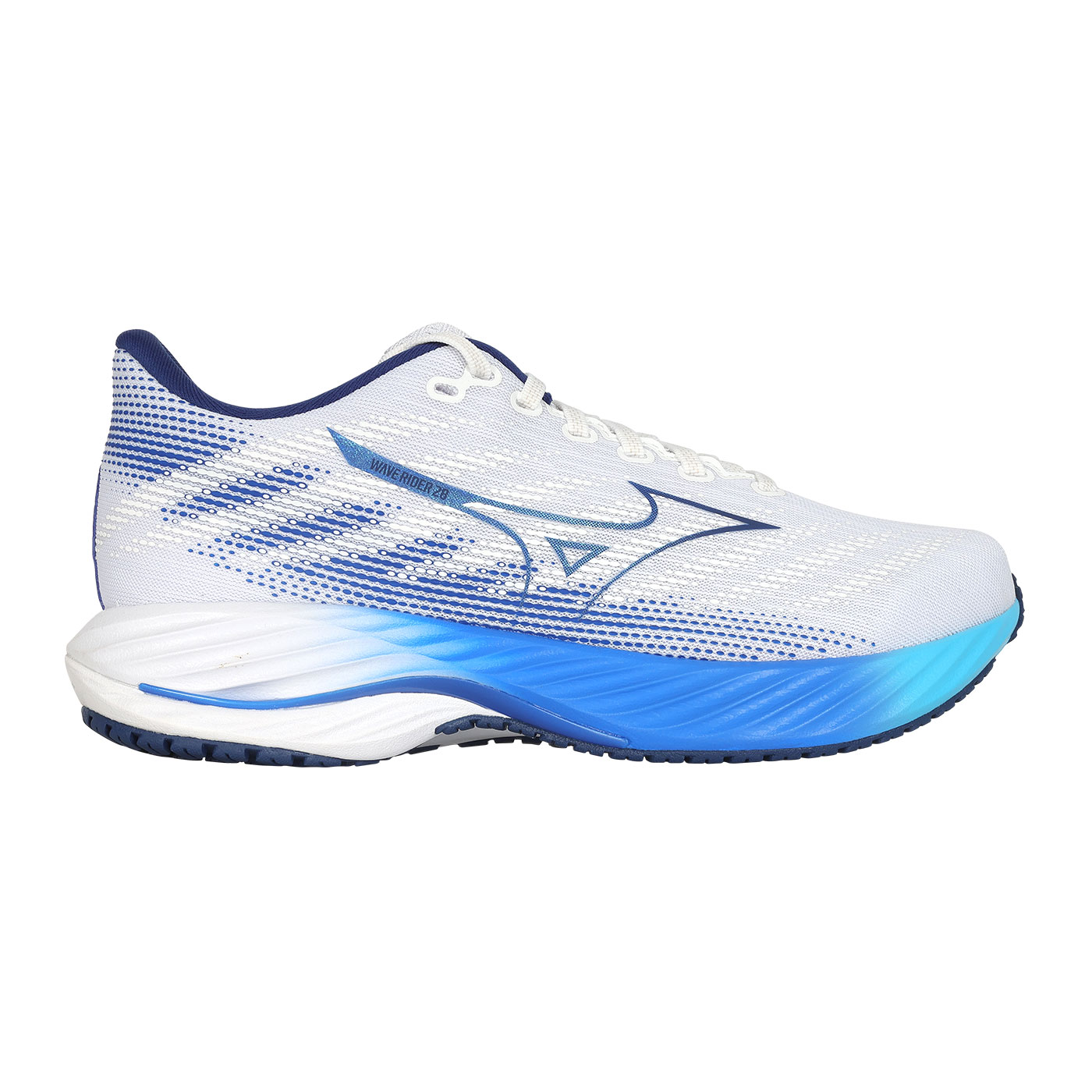 MIZUNO 男款慢跑鞋-4E  @WAVE RIDER 28 SW@ J1GC240401 - 白藍