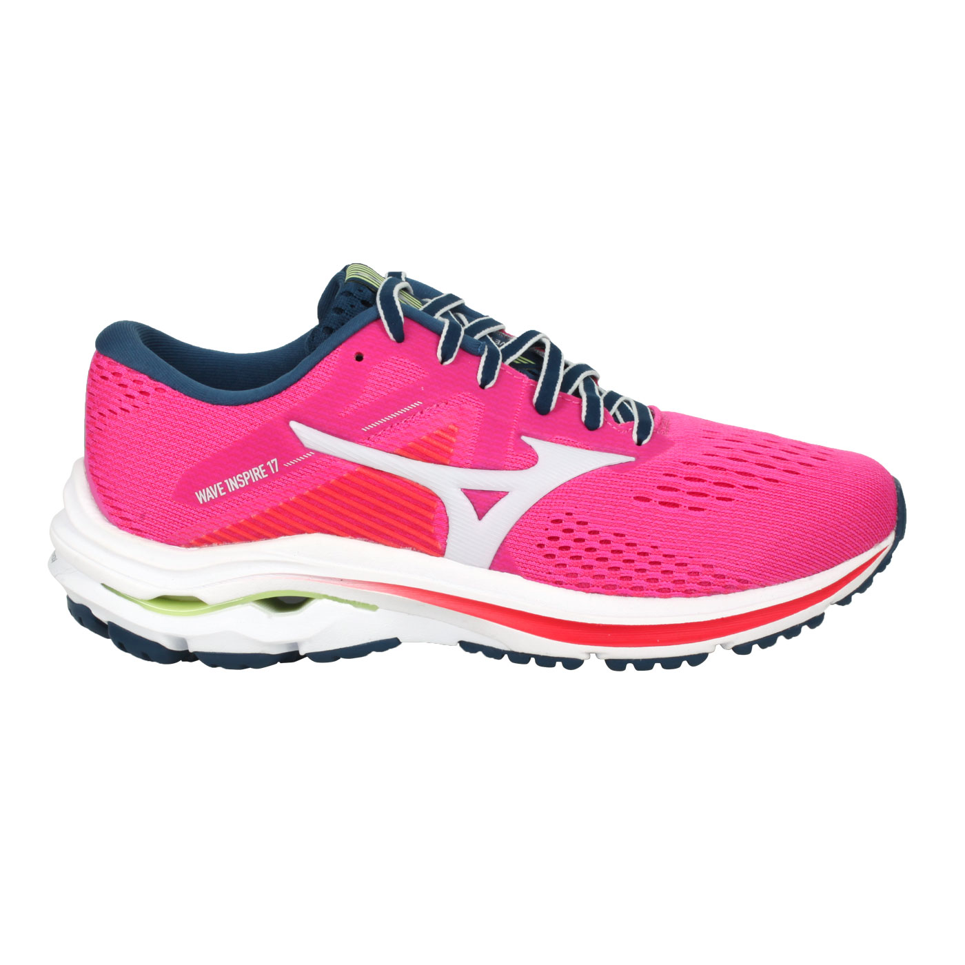 MIZUNO 女款慢跑鞋-WIDE  @WAVE INSPIRE 17 WIDE@J1GD214633 - 桃紅綠