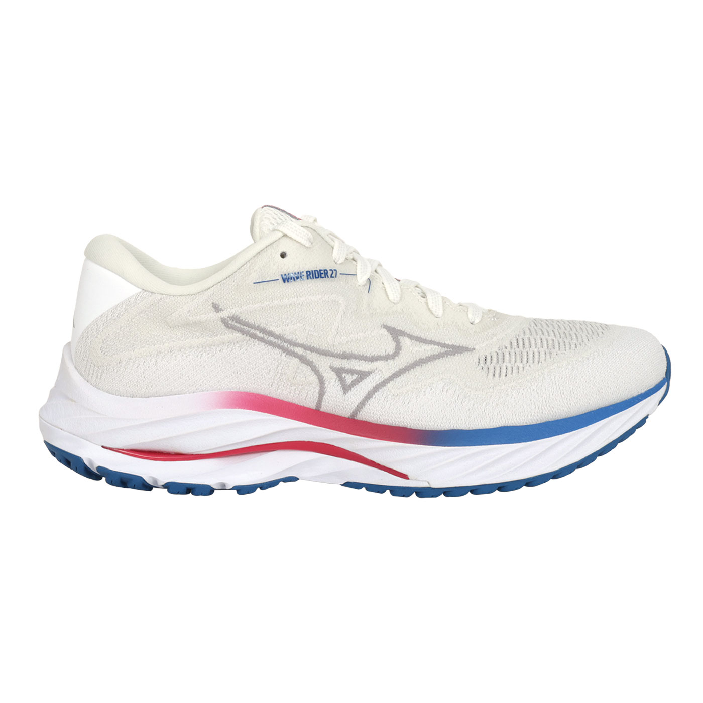 MIZUNO 女慢跑鞋-4E  @WAVE  RIDER 27 SSW SW@ J1GD237725 - 米灰白藍紅