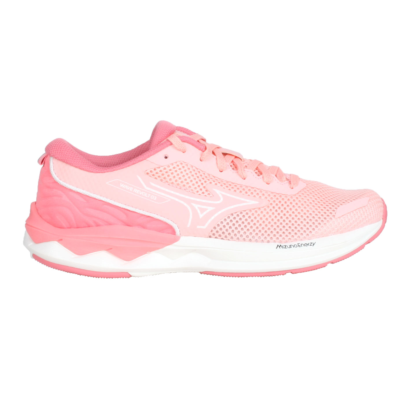 MIZUNO 女款慢跑鞋  @WAVE REVOLT 3@ J1GD238124 - 珊瑚粉橘銀