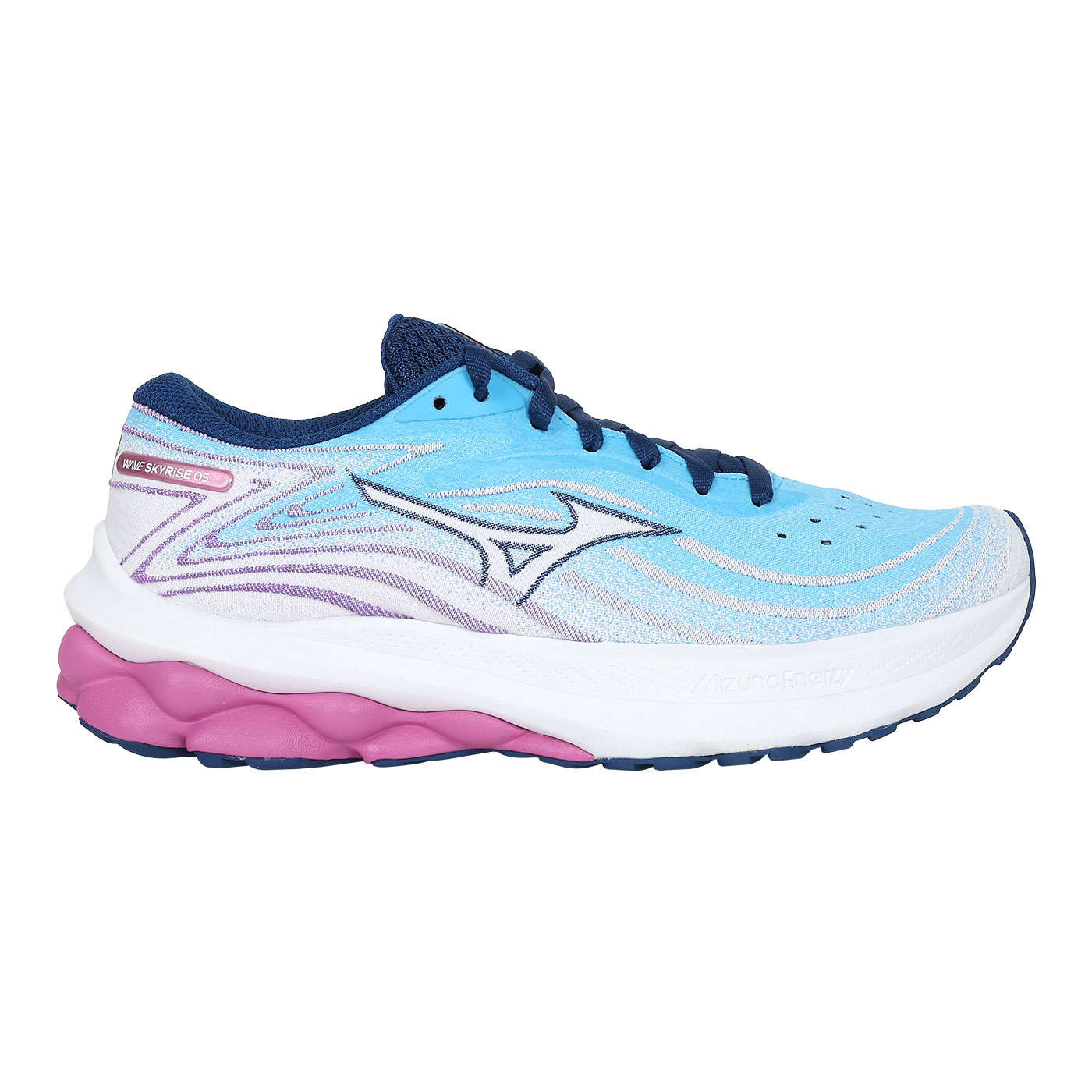 MIZUNO 女款慢跑鞋  @WAVE SKYRISE 5@ J1GD240923 - 水藍紫白