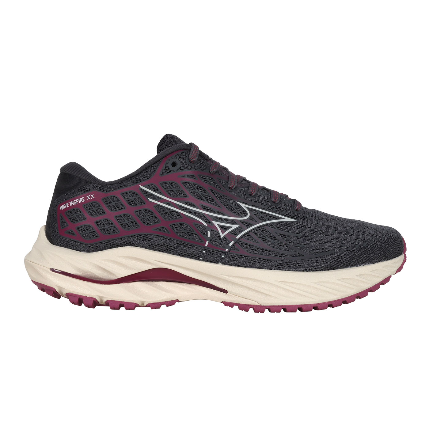 MIZUNO 女款慢跑鞋  @WAVE INSPIRE 20@ J1GD244473 - 深灰紫白