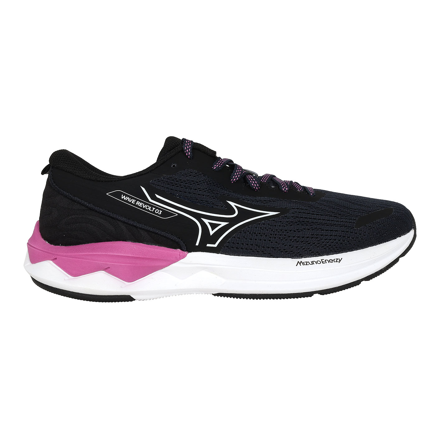 MIZUNO 女款慢跑鞋  @WAVE REVOLT 3@ J1GD248123 - 黑白紫