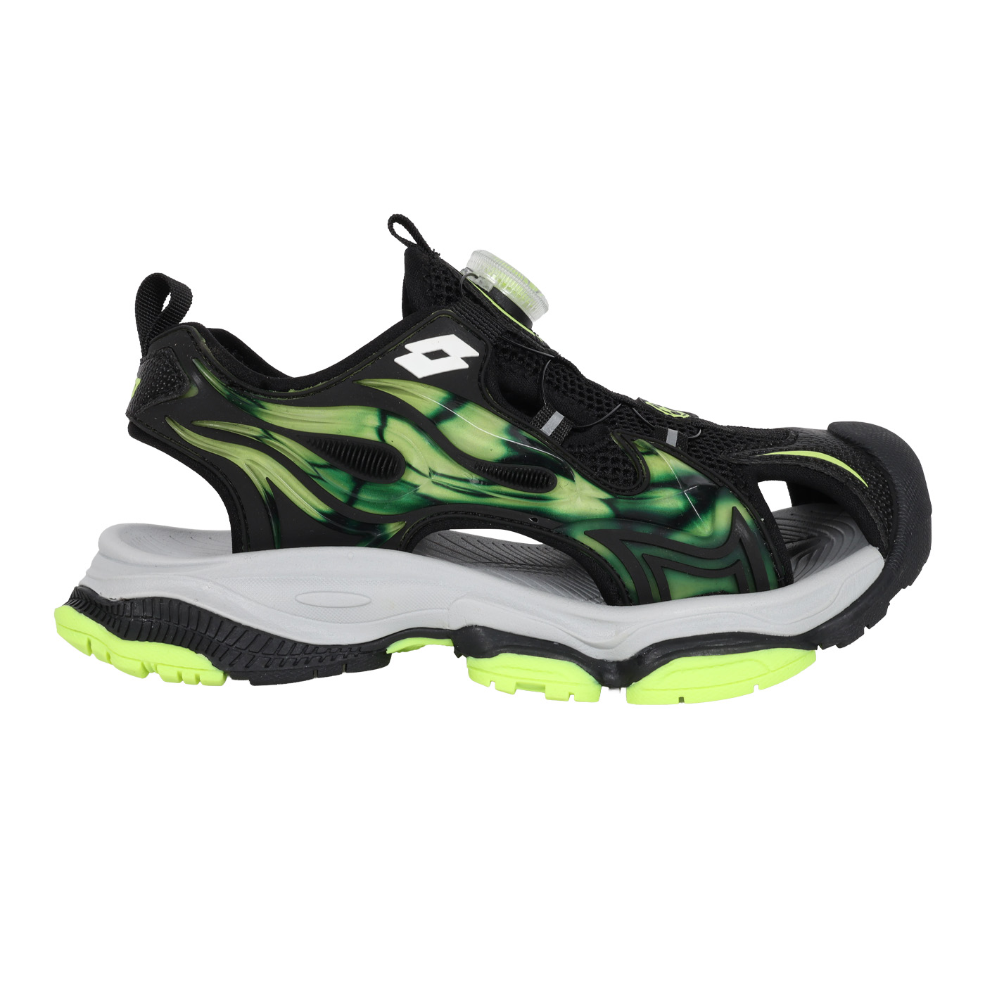 LOTTO 大童夏日動感轉扣護趾涼鞋  LT6AKS5480 - 黑螢光綠