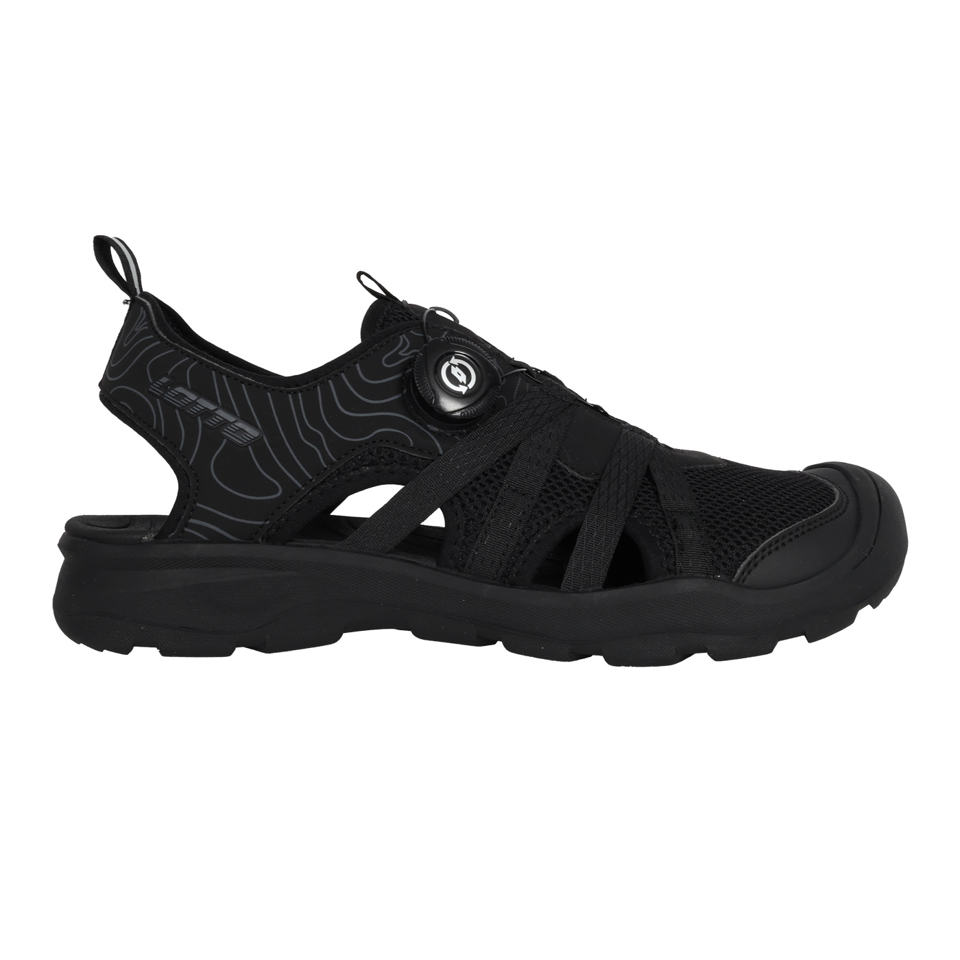 LOTTO 男款溪徒轉扣護趾涼鞋  LT6AMS5540 - 黑灰