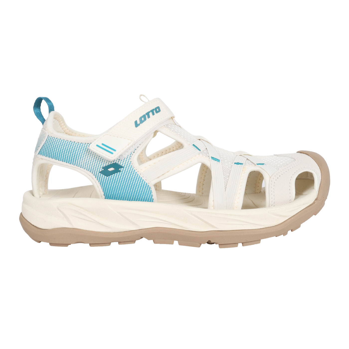 LOTTO 女款悠活護趾涼鞋  LT6AWS5461 - 米白深湖綠