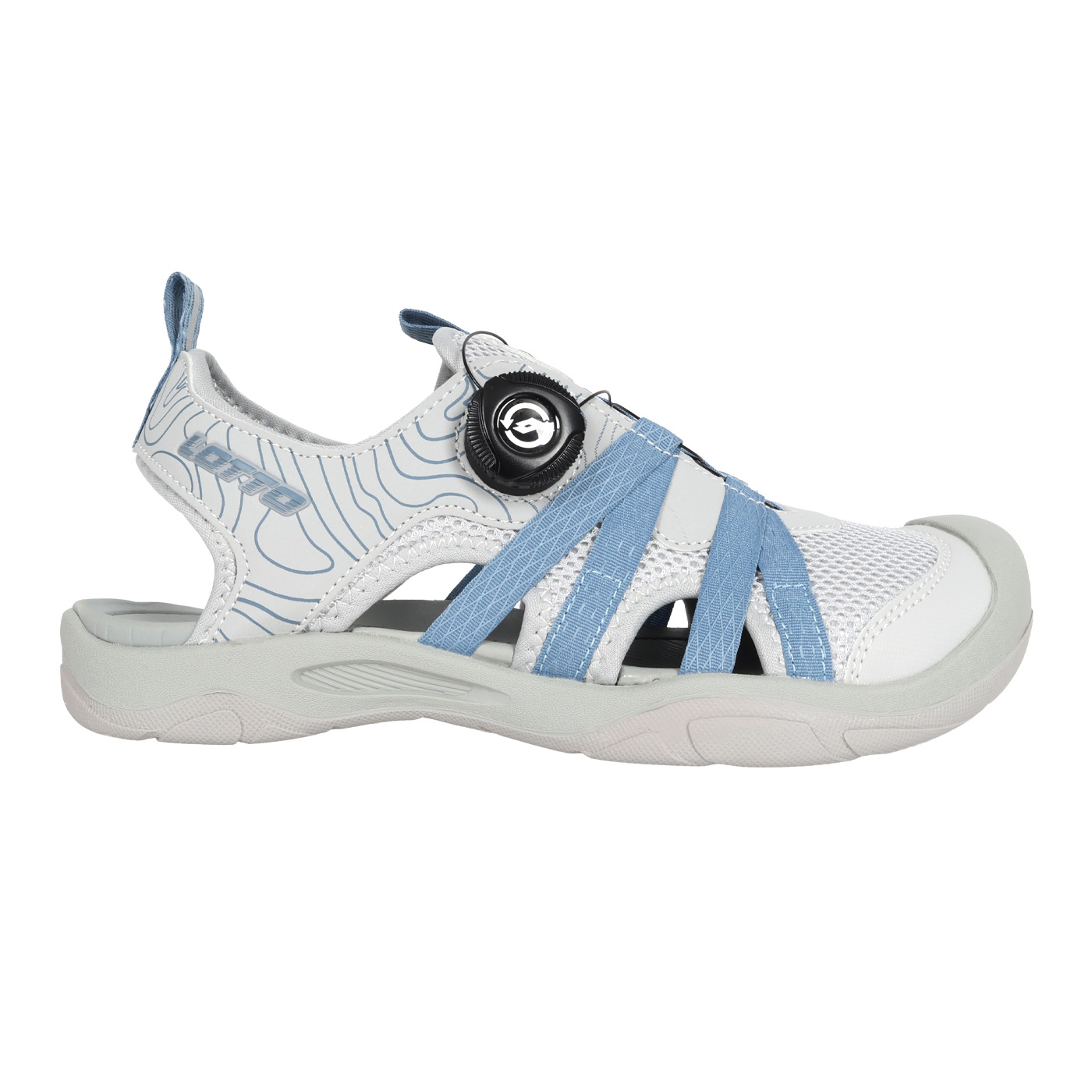 LOTTO 女款溪徒轉扣護趾涼鞋  LT6AWS5656 - 淺灰靛藍