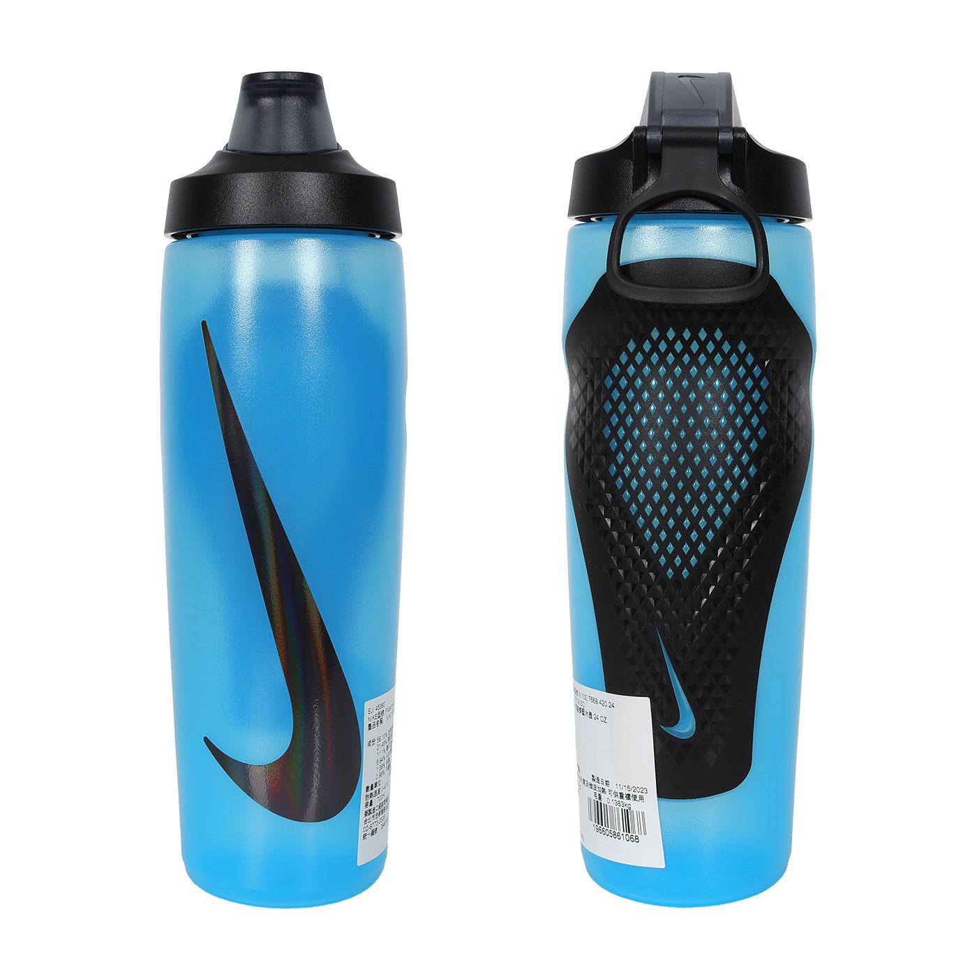 NIKE REFUEL BOTTLE 瓶蓋擠壓水壺 24 OZ  N100766842024 - 霧藍黑