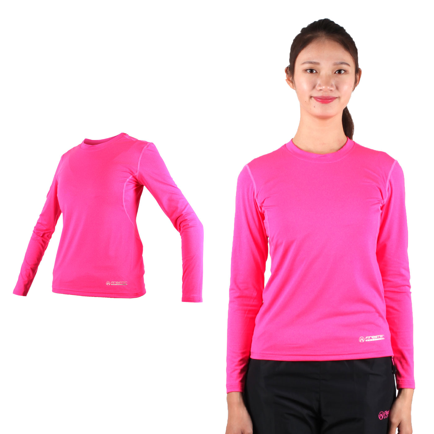 FIRESTAR 女款機能緊身長袖 NL708-17 - 螢光粉