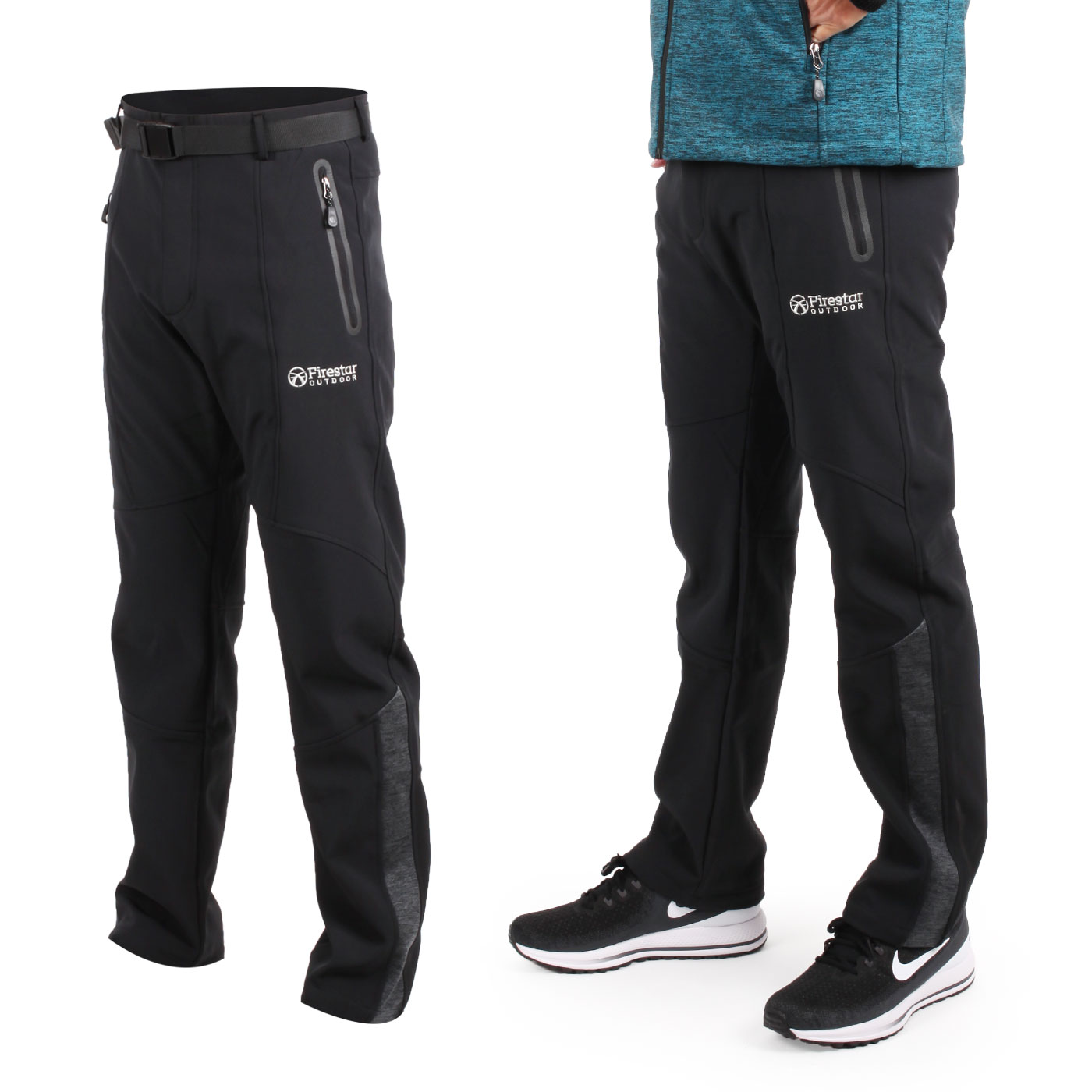 FIRESTAR 男款彈性軟殼長褲  P8173-10 - 黑湖水藍
