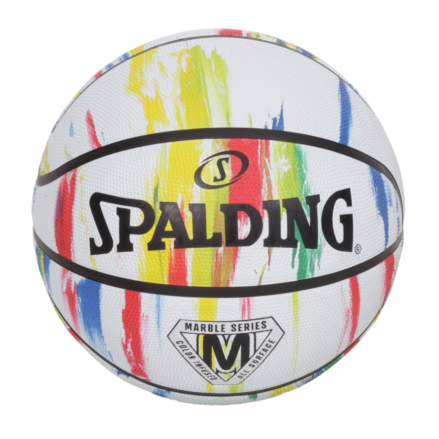 SPALDING 大理石系列彩虹#7橡膠籃球#40646  SPA84397 - 白彩色