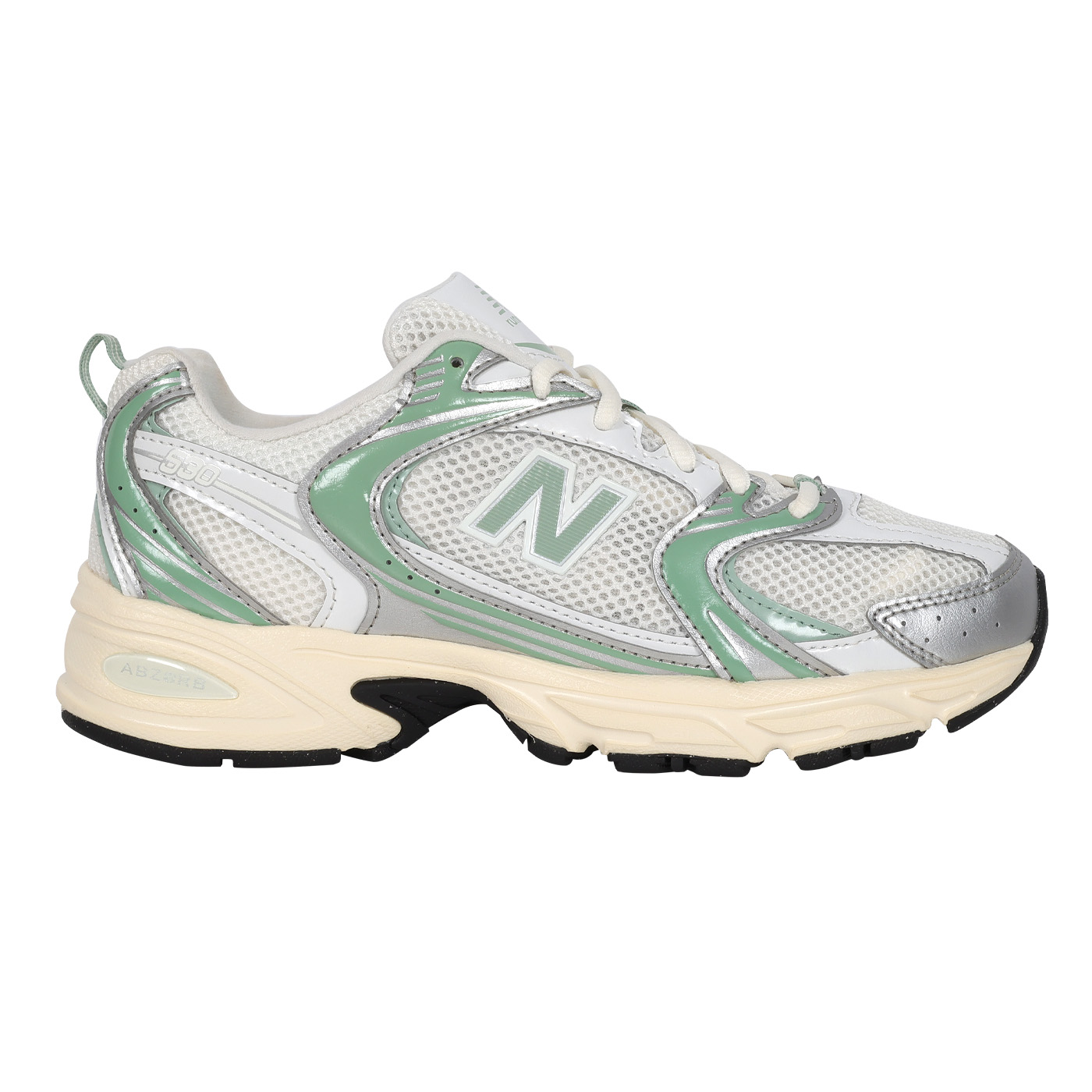 NEW BALANCE 男女款復古慢跑鞋  U530SEB - 白綠銀