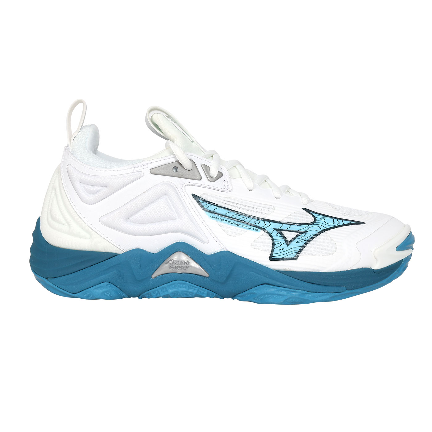 MIZUNO 女款排球鞋  @WAVE MOMENTUM 3@ V1GA231221 - 白水藍湖藍