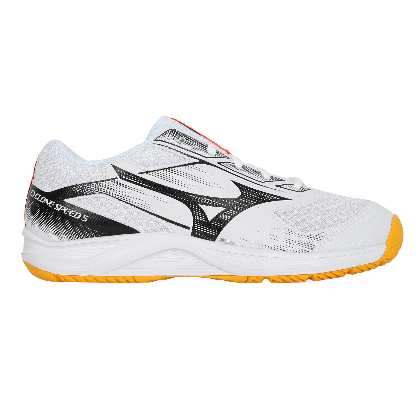 MIZUNO 男款排球鞋  @CYCLONE SPEED 5@ V1GA258098 - 白黑橘黃